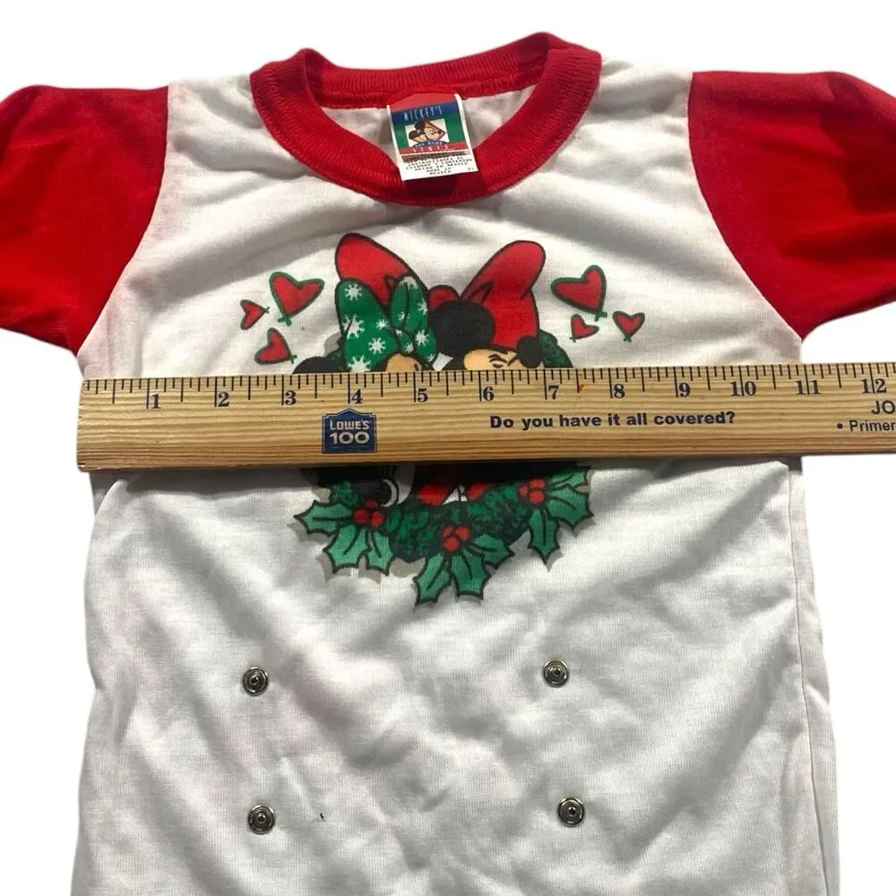 Vintage 90s Disney's Mickey Minnie Mouse Pajama Set Christmas Toddler 4T Red